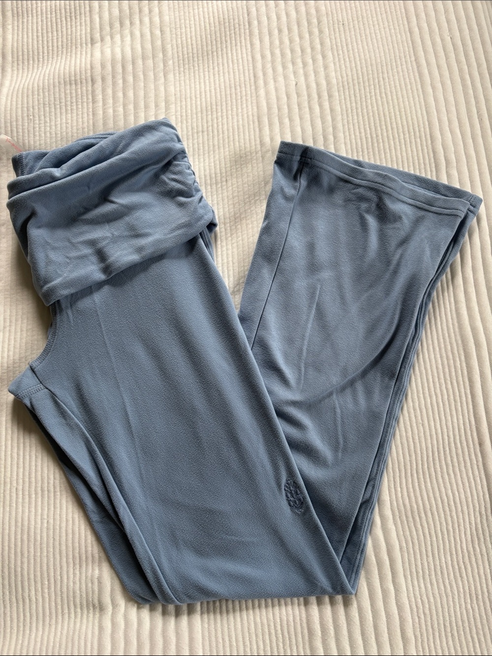 Free People Light Blue Fold-Over Yoga Pants
